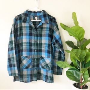 Vintage Blue Plaid Thick Shirt Jacket Shacket